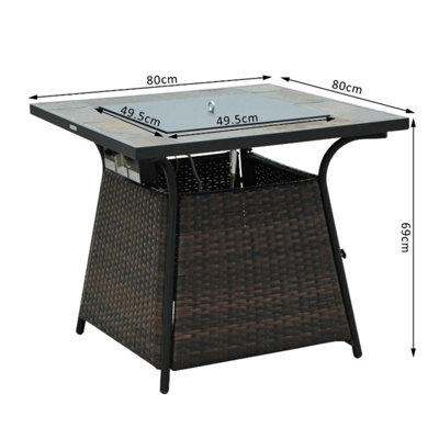 Outdoor Square Rattan Outdoor Table with Heat Burner Heater - 4