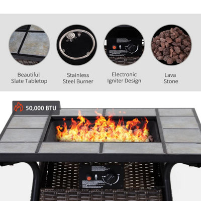 Outdoor Square Rattan Outdoor Table with Heat Burner Heater - 5