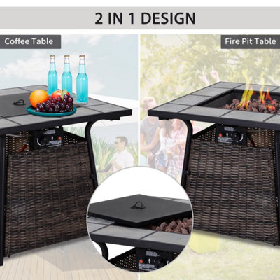 Outdoor Square Rattan Outdoor Table with Heat Burner Heater - 6