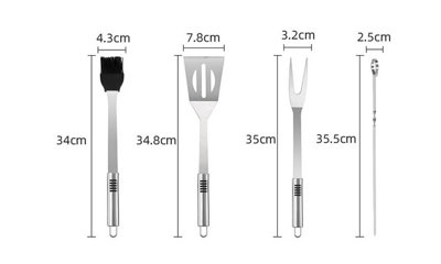 Outdoor Stainless Steel Barbecue Set Portable Oxford Cloth Bag 20pcs - 3
