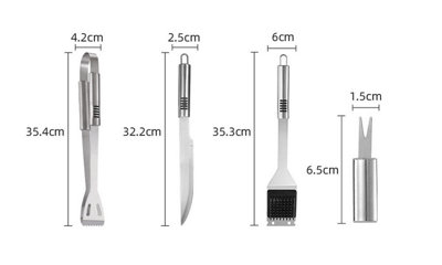 Outdoor Stainless Steel Barbecue Set Portable Oxford Cloth Bag 20pcs - 4