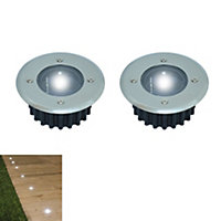 Outdoor Stainless Steel Solar Panel Decking Up LED Light Path Patio Deck Garden - 2 Pack