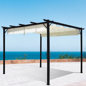 Outdoor Steel Retractable Roof Garden Gazebo With Canopy 3x3M