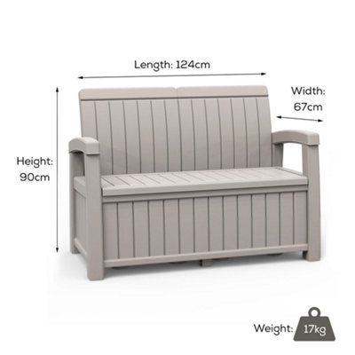 Outdoor Storage Bench with 184 Litre Capacity - Grey
