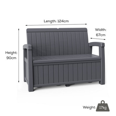 Outdoor Storage Bench with 184 Litre Capacity - Grey - 1