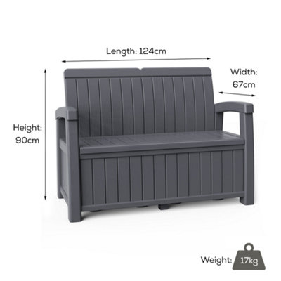Outdoor Storage Bench with 184 Litre Capacity - Grey