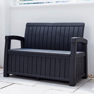 Outdoor Storage Bench with 184 Litre Capacity - Grey - 4