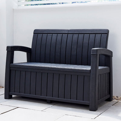 Outdoor Storage Bench with 184 Litre Capacity - Grey