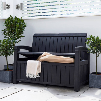 Outdoor Storage Bench with 184 Litre Capacity - Grey - 5