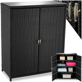 Outdoor Storage Cabinet Monza - 3 removable shelves, safety glass panel - black