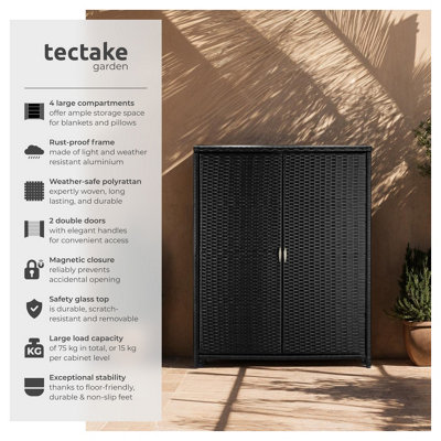 Gallery Detail: Outdoor Storage Cabinet Monza 3 Removable Shelves Safety Glass Panel