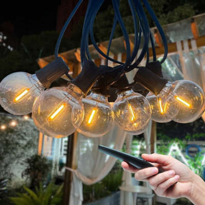 Outdoor String Lights - Warm 2200K LED Bulbs, Remote & Switch Control ...