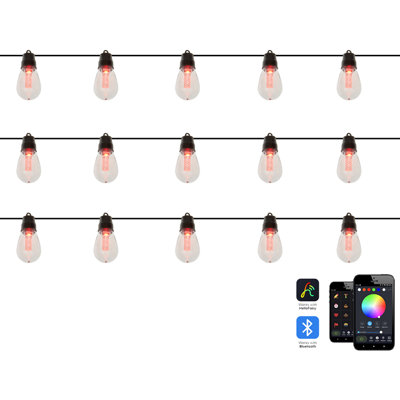 Outdoor String Multicolour Smart LED Lights with App 15 Bulbs ITILLEQ