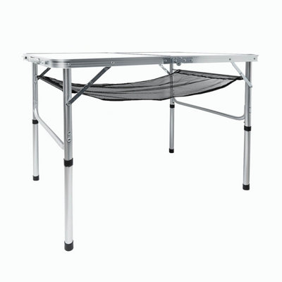 Outdoor Table for Garden & Picnics, Foldable Garden Table, Adjustable with Mesh Shelf, 60 x 90cm, 2 Height Options