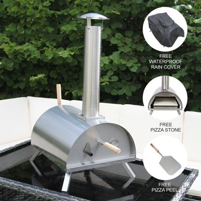 Outdoor Tabletop Pizza Oven Smoker Barbeque Countertop Garden with Pizza Peel, Pizza Stone, Pizza Cutter, Rain Cover