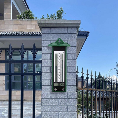 Outdoor Thermometer with Min & Max - Battery Powered Wall or Fence Mounted Easy to Read Temperature Reader with LCD Display