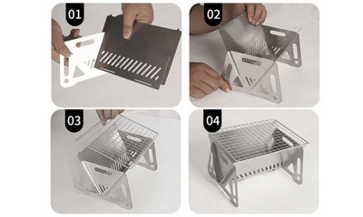 Outdoor Ultra Light Foldable Multi-Purpose Piece  Stainless Steel Barbecue Stove - 4