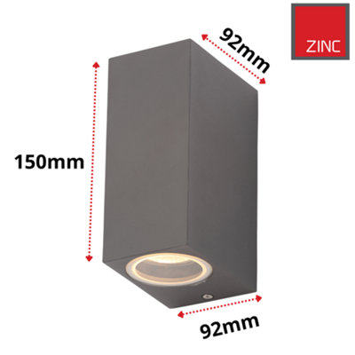 Outdoor Up Down Wall Light: Anthracite Grey: Twin Pack & 4x GU10s