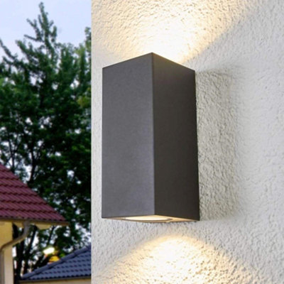 Outdoor Up Down Wall Light: Anthracite Grey: Twin Pack & 4x GU10s