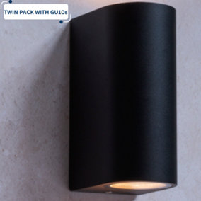 Outdoor Up Down Wall Light Forum Lighting : Black: Twin Pack & 4x GU10s