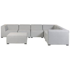 Outdoor Upholstered Sofa 7 Seater Left Hand Polyester Light Grey AREZZO