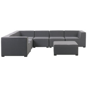 Outdoor Upholstered Sofa 7 Seater Right Hand Polyester Grey AREZZO