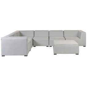 Outdoor Upholstered Sofa 7 Seater Right Hand Polyester Light Grey AREZZO