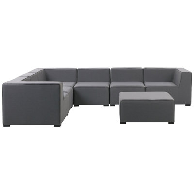 Outdoor Upholstered Sofa AREZZO Polyester Grey Right Hand 7 Seater