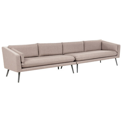 Outdoor Upholstered Sofa LORETELLO Polyester Beige 4 Seater