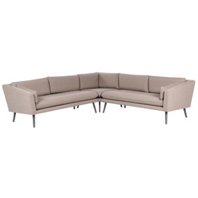 Outdoor Upholstered Sofa LORETELLO Polyester Beige Reversible 5 Seater