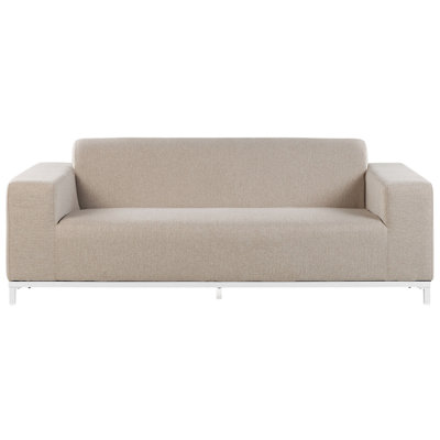 Outdoor Upholstered Sofa ROVIGO Polyester Beige 3 Seater