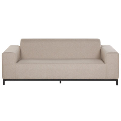 Outdoor Upholstered Sofa ROVIGO Polyester Beige 3 Seater