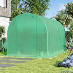 Outdoor Walk In Greenhouse with Rustproof Galvanized Steel Frame, Green