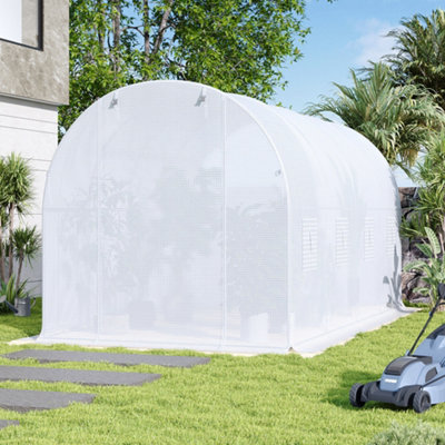 Outdoor Walk In Greenhouse with Sturdy Steel Frame and UV-Protected PE Cover, 13 x 6 ft