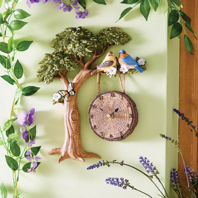 Outdoor Wall Clock with Oak Tree Design, Weather-Resistant Garden Clock ...