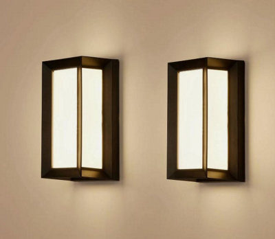 Outdoor Wall Light 2 Pack Black 18W LED Waterproof IP65 Neutral Light