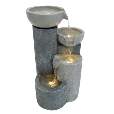 Outdoor Water Feature Garden Fountain LED Lights Tranquil Tiers