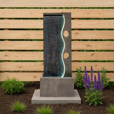 Outdoor Water Feature Garden Fountain LED Plug-In Pump Harmony Falls