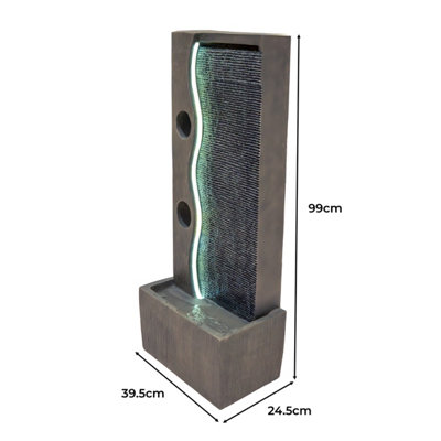 Outdoor Water Feature Garden Fountain LED Plug-In Pump Harmony Falls