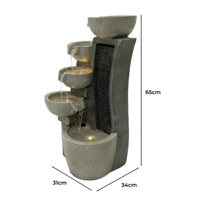 Outdoor Water Feature Garden Fountain LED Plug-In Pump Sleek Streams