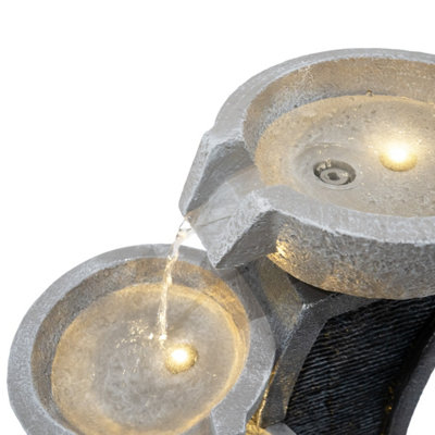 Outdoor Water Feature Garden Fountain LED Plug-In Pump Sleek Streams