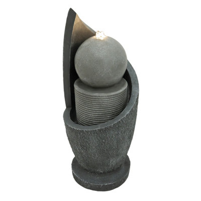Outdoor Water Feature Garden Fountain LED Plug-In Pump Zen Cascade