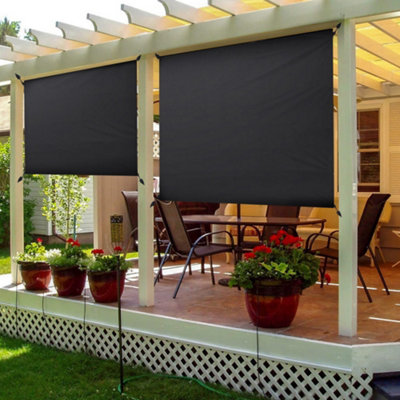 Outdoor Waterproof 3M Canopy Sunwall Sidewall Sunshade Privacy Panel for Gazebos Tent Black