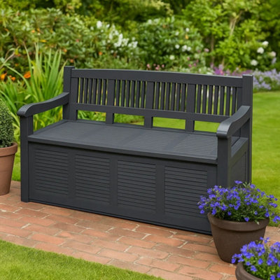 Outdoor Waterproof Garden Seat Bench Storage Box Grey 280L