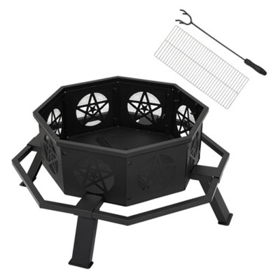 OUTDOOR WOOD BURNING OCTAGONAL FIRE PIT WITH BREATHABLE AND DECORATIVE ...