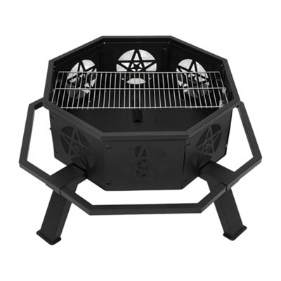 OUTDOOR WOOD BURNING OCTAGONAL FIRE PIT WITH BREATHABLE AND DECORATIVE ...