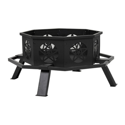 Outdoor Wood Burning Octagonal Fire Pit with Breathable and Decorative ...