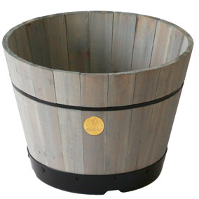 Outdoor wooden Barrel Garden Planter - Medium Build-a-Barrel Kit - Grey Wash (FSC 100%)