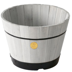 Outdoor Wooden Barrel Garden Planter - VegTrug Small Build-a-Barrel Kit - Grey Wash (FSC 100%)