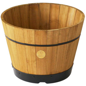 Outdoor Wooden Barrel Garden Planter - VegTrug Small Build-a-Barrel Kit - Natural (FSC 100%)